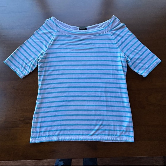 Talbots Light Blue Striped Short Sleeve Top - Picture 8 of 8